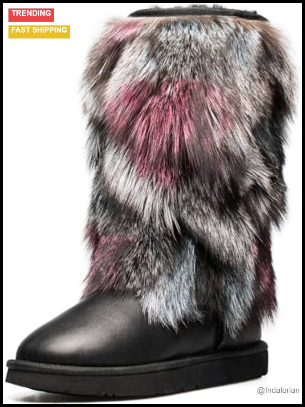 Genuine Cowhide Wool Lined Winter Snow Boot Ankle Bootie